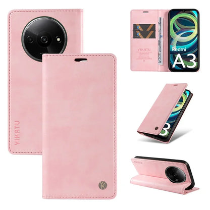 YIKATU YK-006 For Xiaomi Redmi A3 Case Folio PU Leather Magnetic Absorption Phone Cover