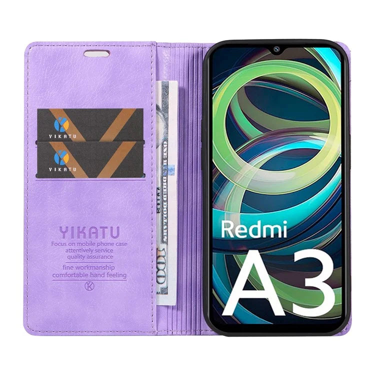 YIKATU YK-006 For Xiaomi Redmi A3 Case Folio PU Leather Magnetic Absorption Phone Cover