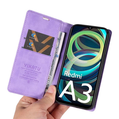 YIKATU YK-006 For Xiaomi Redmi A3 Case Folio PU Leather Magnetic Absorption Phone Cover
