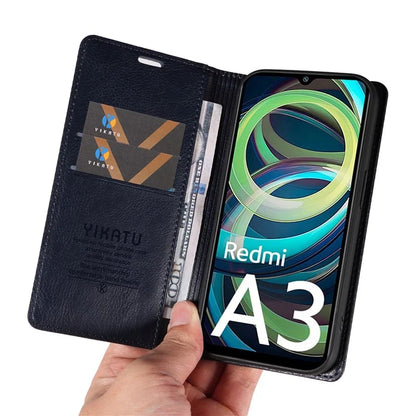 YIKATU YK-006 For Xiaomi Redmi A3 Case Folio PU Leather Magnetic Absorption Phone Cover