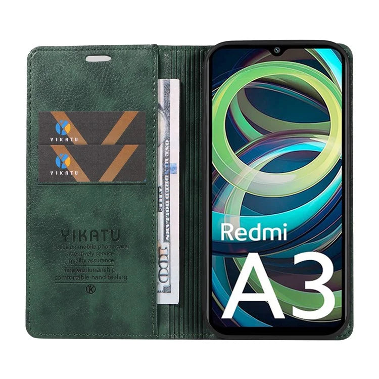 YIKATU YK-006 For Xiaomi Redmi A3 Case Folio PU Leather Magnetic Absorption Phone Cover