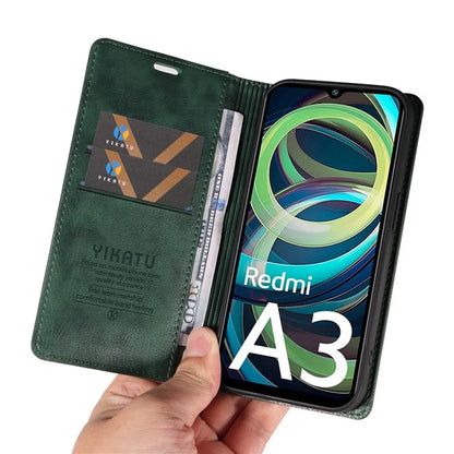 YIKATU YK-006 For Xiaomi Redmi A3 Case Folio PU Leather Magnetic Absorption Phone Cover