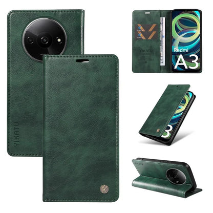 YIKATU YK-006 For Xiaomi Redmi A3 Case Folio PU Leather Magnetic Absorption Phone Cover