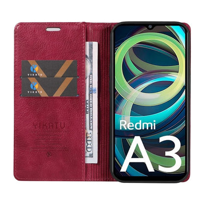 YIKATU YK-006 For Xiaomi Redmi A3 Case Folio PU Leather Magnetic Absorption Phone Cover