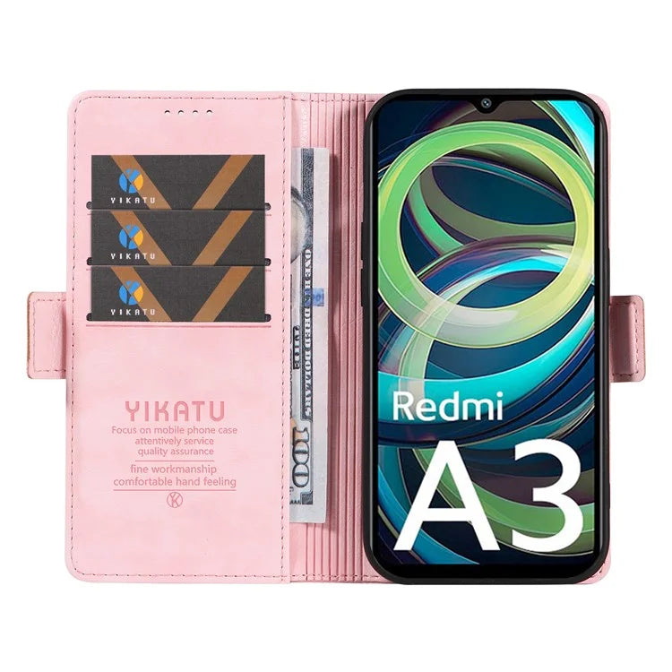 YIKATU YK-007 For Xiaomi Redmi A3 Wallet Case PU Leather+TPU Interior Protective Phone Cover