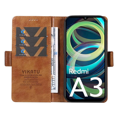 YIKATU YK-007 For Xiaomi Redmi A3 Wallet Case PU Leather+TPU Interior Protective Phone Cover