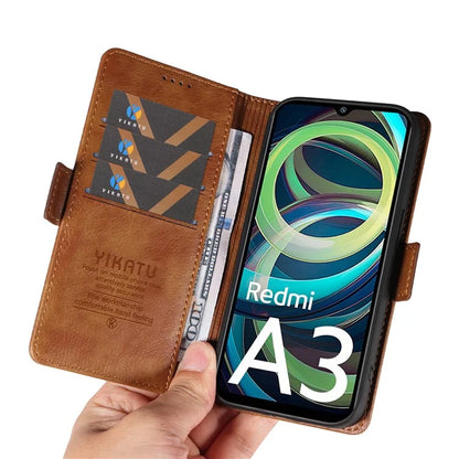 YIKATU YK-007 For Xiaomi Redmi A3 Wallet Case PU Leather+TPU Interior Protective Phone Cover