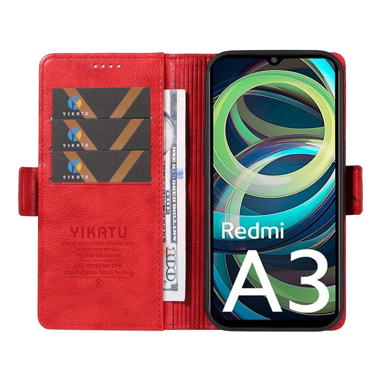 YIKATU YK-007 For Xiaomi Redmi A3 Wallet Case PU Leather+TPU Interior Protective Phone Cover