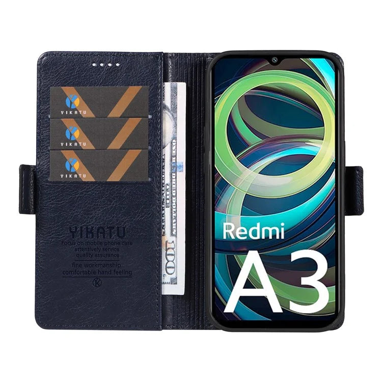 YIKATU YK-007 For Xiaomi Redmi A3 Wallet Case PU Leather+TPU Interior Protective Phone Cover