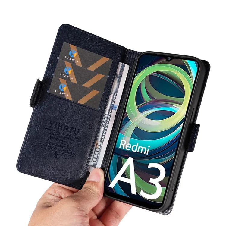 YIKATU YK-007 For Xiaomi Redmi A3 Wallet Case PU Leather+TPU Interior Protective Phone Cover