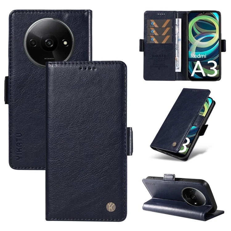 YIKATU YK-007 For Xiaomi Redmi A3 Wallet Case PU Leather+TPU Interior Protective Phone Cover