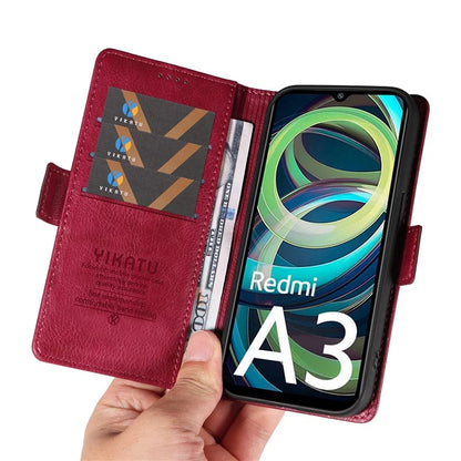YIKATU YK-007 For Xiaomi Redmi A3 Wallet Case PU Leather+TPU Interior Protective Phone Cover