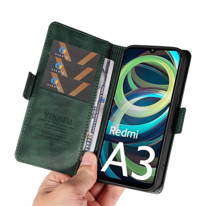 YIKATU YK-007 For Xiaomi Redmi A3 Wallet Case PU Leather+TPU Interior Protective Phone Cover