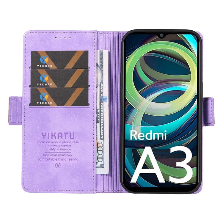 YIKATU YK-007 For Xiaomi Redmi A3 Wallet Case PU Leather+TPU Interior Protective Phone Cover