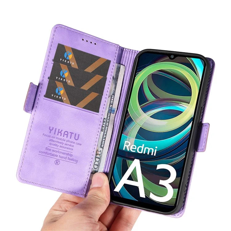 YIKATU YK-007 For Xiaomi Redmi A3 Wallet Case PU Leather+TPU Interior Protective Phone Cover