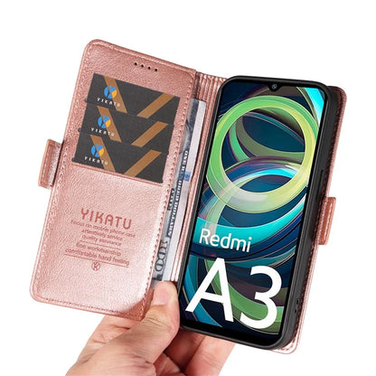 YIKATU YK-007 For Xiaomi Redmi A3 Wallet Case PU Leather+TPU Interior Protective Phone Cover