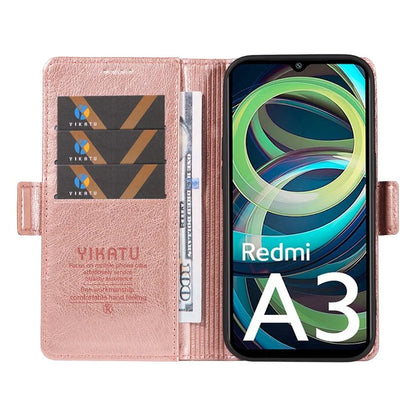 YIKATU YK-007 For Xiaomi Redmi A3 Wallet Case PU Leather+TPU Interior Protective Phone Cover