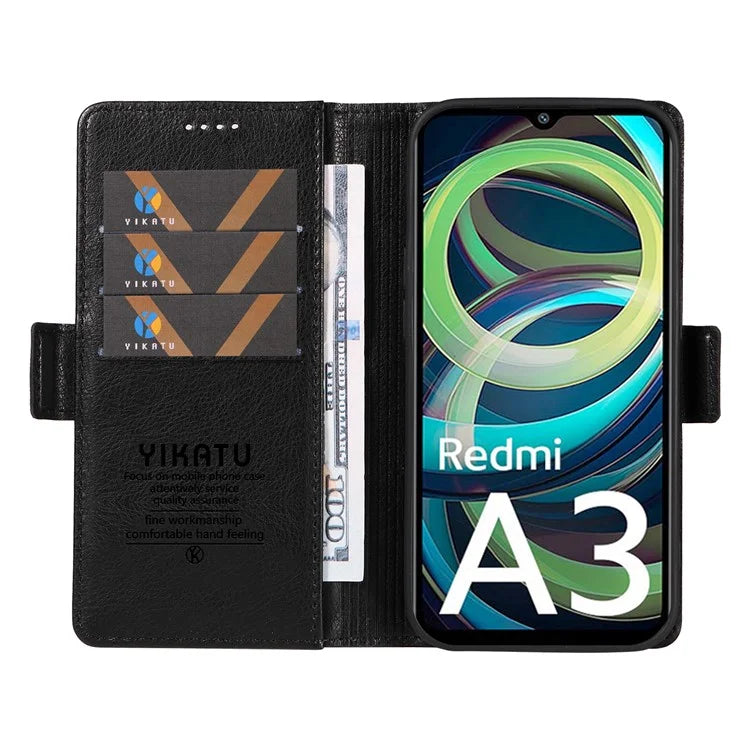 YIKATU YK-007 For Xiaomi Redmi A3 Wallet Case PU Leather+TPU Interior Protective Phone Cover