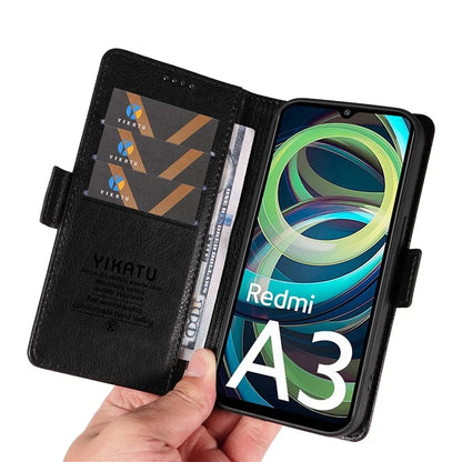 YIKATU YK-007 For Xiaomi Redmi A3 Wallet Case PU Leather+TPU Interior Protective Phone Cover