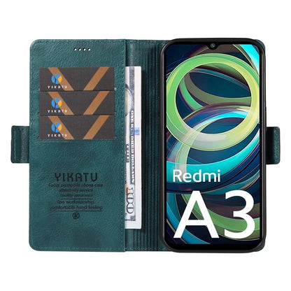 YIKATU YK-007 For Xiaomi Redmi A3 Wallet Case PU Leather+TPU Interior Protective Phone Cover