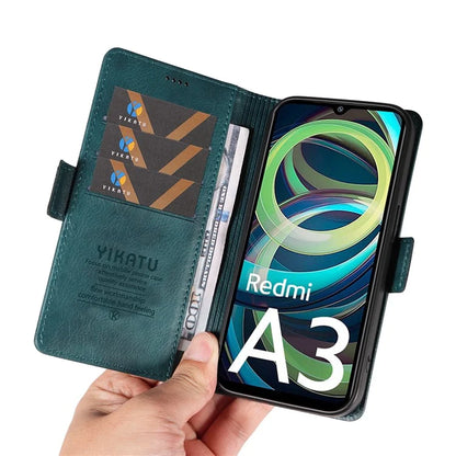 YIKATU YK-007 For Xiaomi Redmi A3 Wallet Case PU Leather+TPU Interior Protective Phone Cover