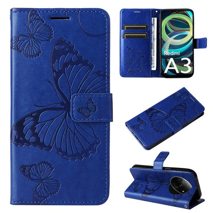 KT Imprinting Flower Series-2 For Xiaomi Redmi A3 Case Card Holder Wrist Strap Leather Phone Cover