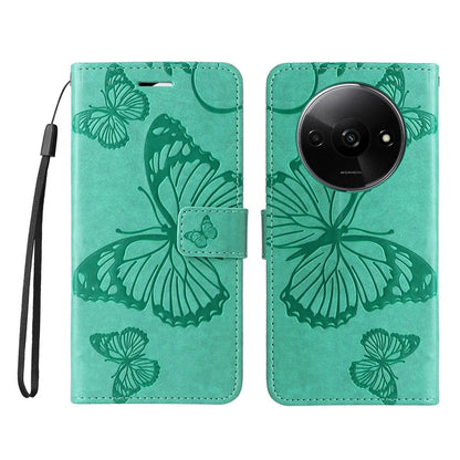 KT Imprinting Flower Series-2 For Xiaomi Redmi A3 Case Card Holder Wrist Strap Leather Phone Cover