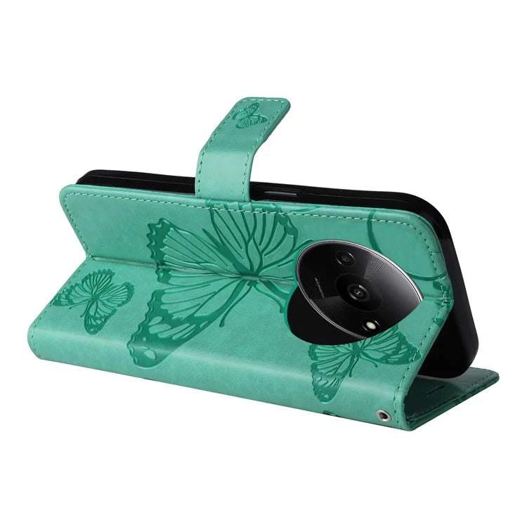 KT Imprinting Flower Series-2 For Xiaomi Redmi A3 Case Card Holder Wrist Strap Leather Phone Cover