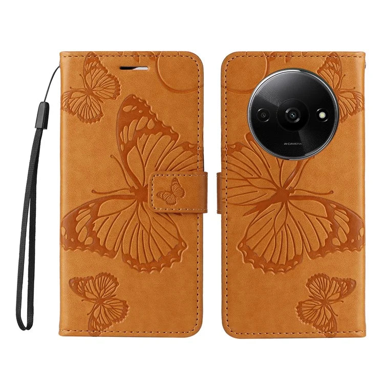 KT Imprinting Flower Series-2 For Xiaomi Redmi A3 Case Card Holder Wrist Strap Leather Phone Cover