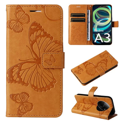 KT Imprinting Flower Series-2 For Xiaomi Redmi A3 Case Card Holder Wrist Strap Leather Phone Cover