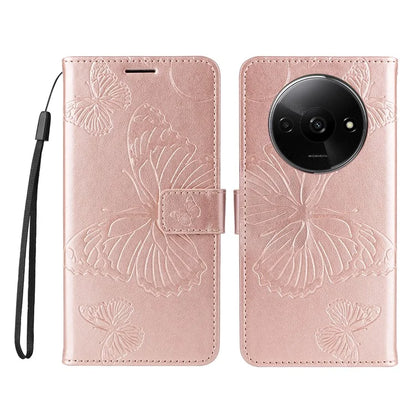KT Imprinting Flower Series-2 For Xiaomi Redmi A3 Case Card Holder Wrist Strap Leather Phone Cover