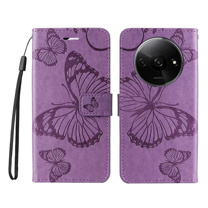 KT Imprinting Flower Series-2 For Xiaomi Redmi A3 Case Card Holder Wrist Strap Leather Phone Cover