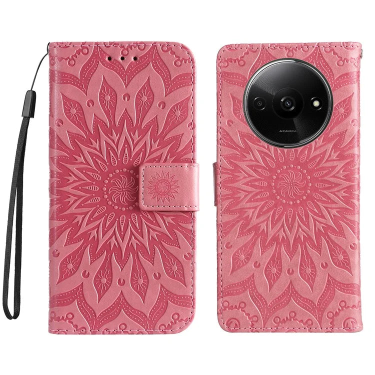 KT Imprinting Flower Series-1 For Xiaomi Redmi A3 Case Stand Function Leather Phone Cover