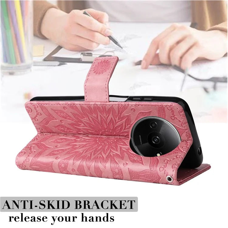 KT Imprinting Flower Series-1 For Xiaomi Redmi A3 Case Stand Function Leather Phone Cover
