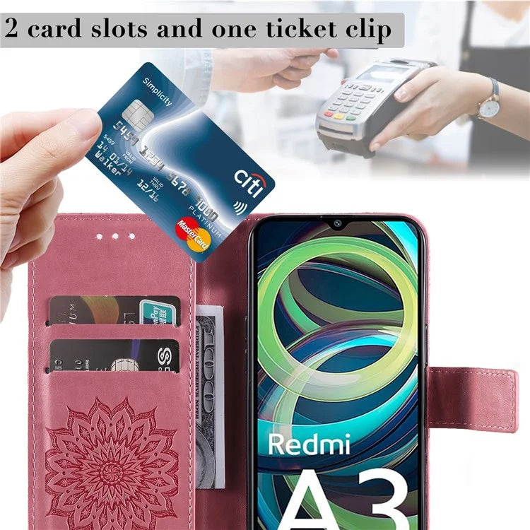 KT Imprinting Flower Series-1 For Xiaomi Redmi A3 Case Stand Function Leather Phone Cover