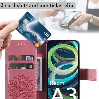 KT Imprinting Flower Series-1 For Xiaomi Redmi A3 Case Stand Function Leather Phone Cover