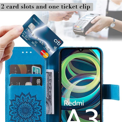 KT Imprinting Flower Series-1 For Xiaomi Redmi A3 Case Stand Function Leather Phone Cover
