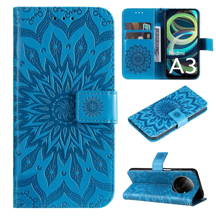 KT Imprinting Flower Series-1 For Xiaomi Redmi A3 Case Stand Function Leather Phone Cover