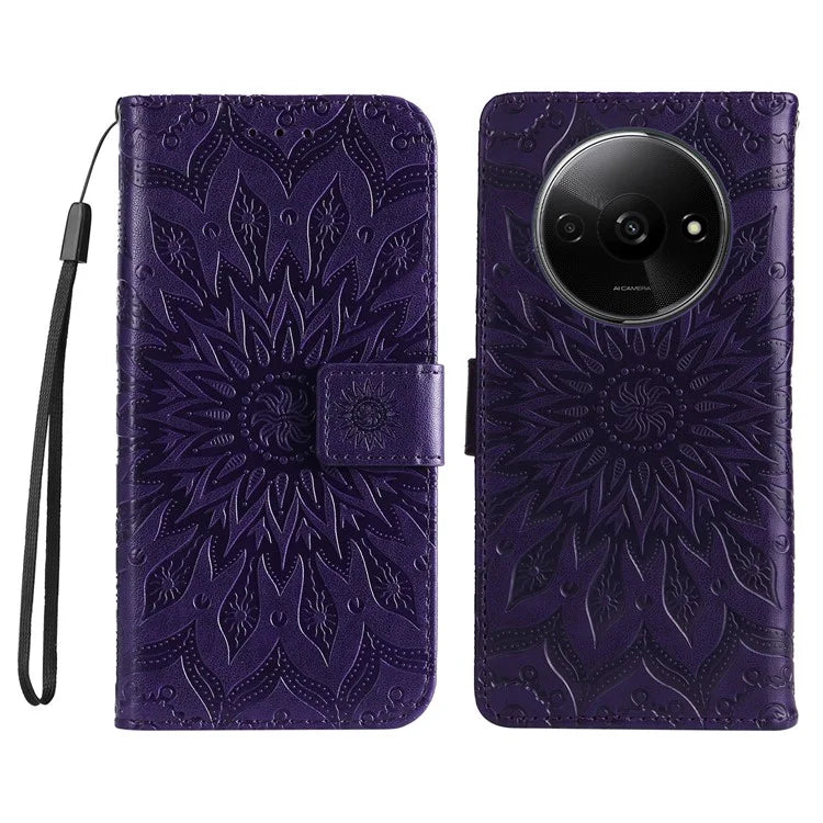 KT Imprinting Flower Series-1 For Xiaomi Redmi A3 Case Stand Function Leather Phone Cover