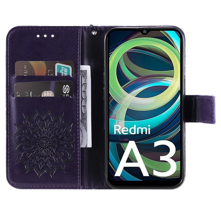 KT Imprinting Flower Series-1 For Xiaomi Redmi A3 Case Stand Function Leather Phone Cover