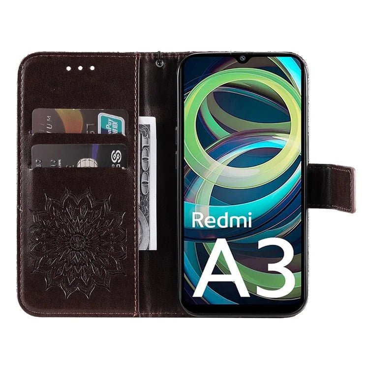 KT Imprinting Flower Series-1 For Xiaomi Redmi A3 Case Stand Function Leather Phone Cover