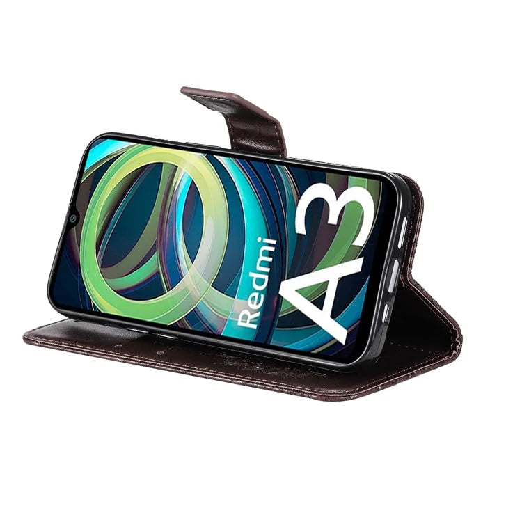 KT Imprinting Flower Series-1 For Xiaomi Redmi A3 Case Stand Function Leather Phone Cover