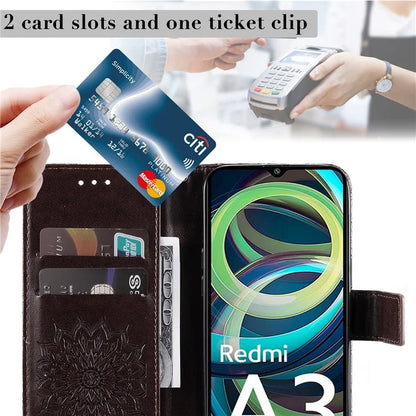 KT Imprinting Flower Series-1 For Xiaomi Redmi A3 Case Stand Function Leather Phone Cover
