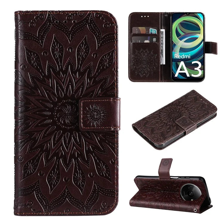 KT Imprinting Flower Series-1 For Xiaomi Redmi A3 Case Stand Function Leather Phone Cover