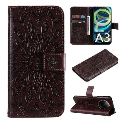 KT Imprinting Flower Series-1 For Xiaomi Redmi A3 Case Stand Function Leather Phone Cover