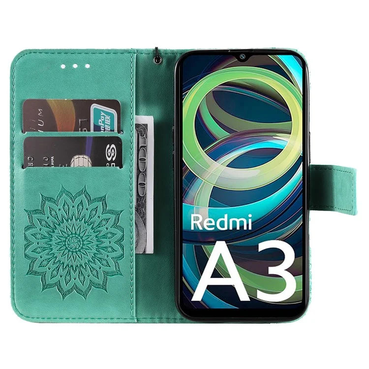 KT Imprinting Flower Series-1 For Xiaomi Redmi A3 Case Stand Function Leather Phone Cover