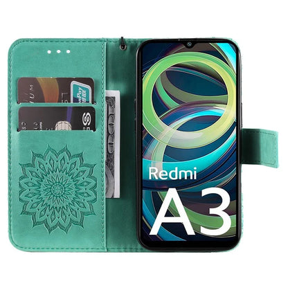 KT Imprinting Flower Series-1 For Xiaomi Redmi A3 Case Stand Function Leather Phone Cover
