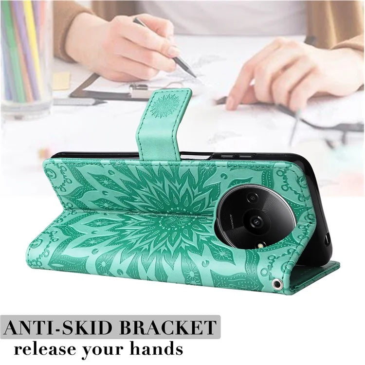 KT Imprinting Flower Series-1 For Xiaomi Redmi A3 Case Stand Function Leather Phone Cover