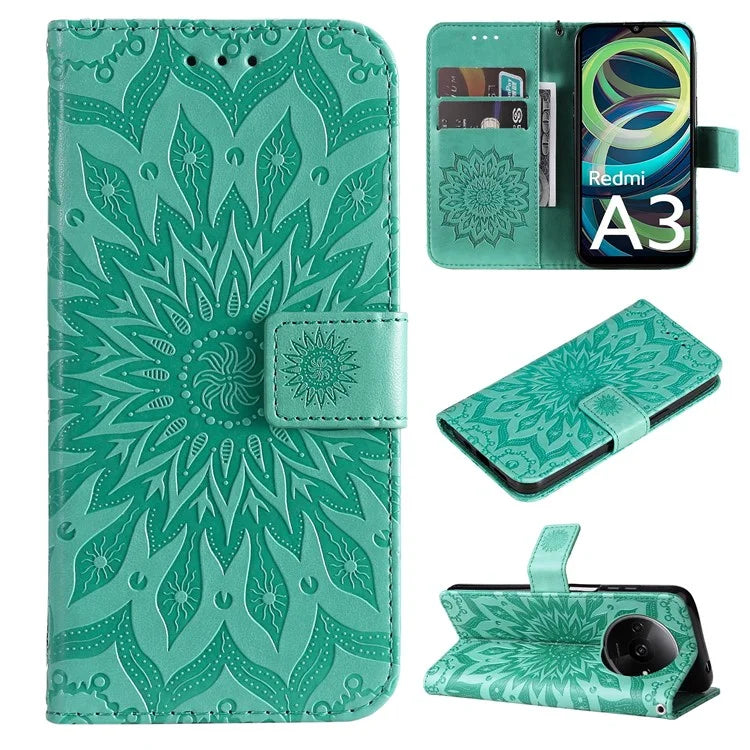 KT Imprinting Flower Series-1 For Xiaomi Redmi A3 Case Stand Function Leather Phone Cover