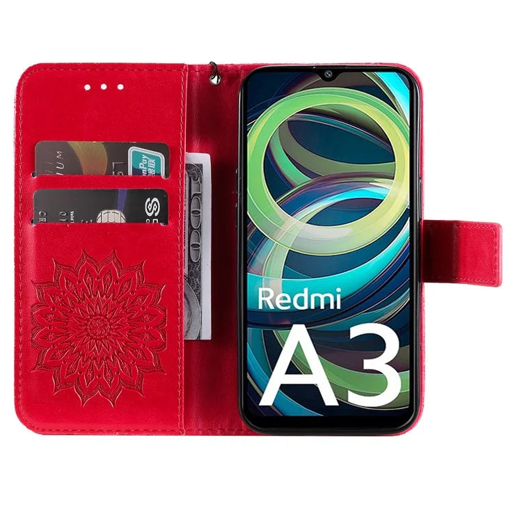 KT Imprinting Flower Series-1 For Xiaomi Redmi A3 Case Stand Function Leather Phone Cover
